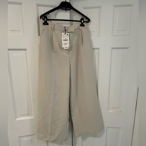 Zara Cream Wide-Leg Pants